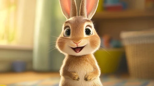 Adorable Cartoon Rabbit with a Sweet Smile