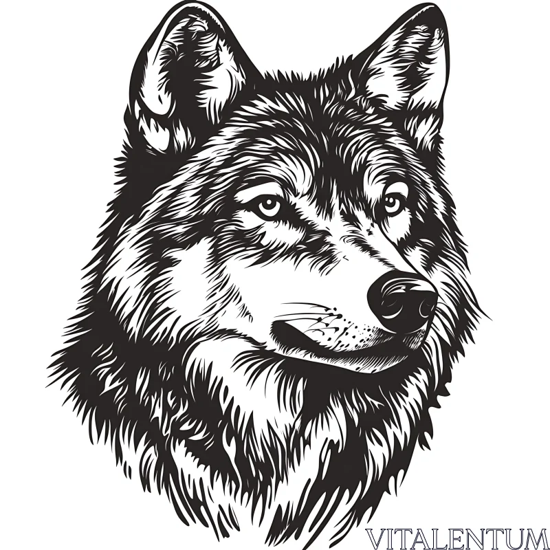 Striking Wolf Head Illustration AI Image