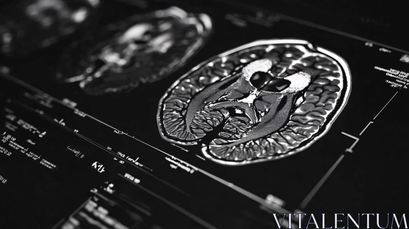 AI ART Monochrome Brain Scan Medical Imaging