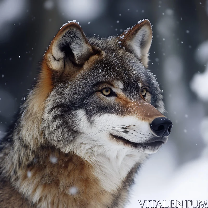 AI ART Snowy Wolf Close-Up