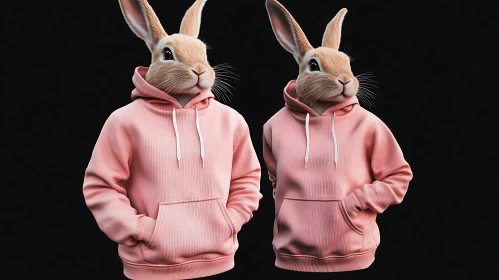 Two Anthropomorphic Bunnies in Streetwear