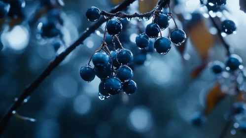 Macro Shot of Berries with Water