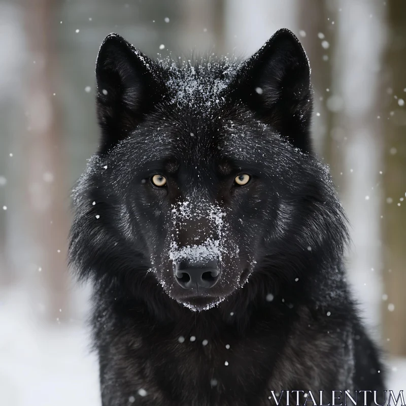 AI ART Lone Wolf in Winter Wonderland