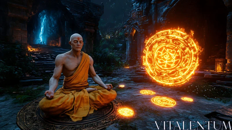 Enlightenment Through Meditation and Magic AI Image