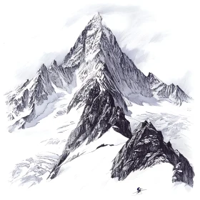 Monochrome Mountain Peak Illustration