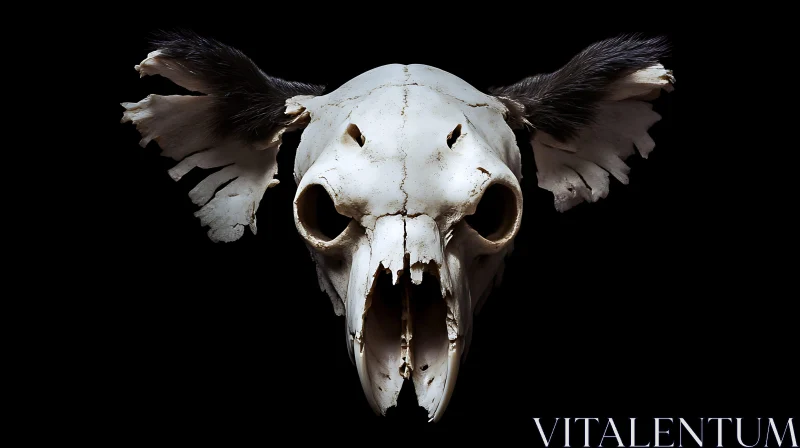 Monochromatic Animal Skull Close-Up AI Image