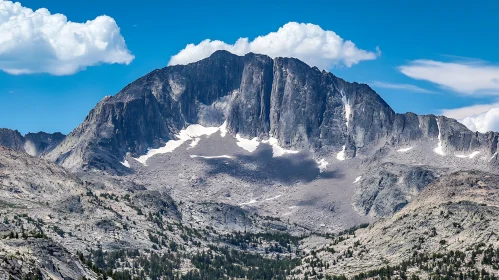 Mountain Landscape with Clouds and Snow