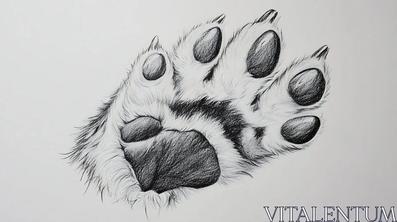 AI ART Monochrome Animal Paw Art