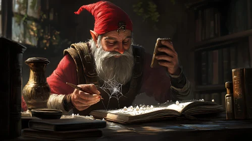Whimsical Gnome Crafting Magical Spells