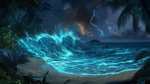 Ocean Wave and Lightning