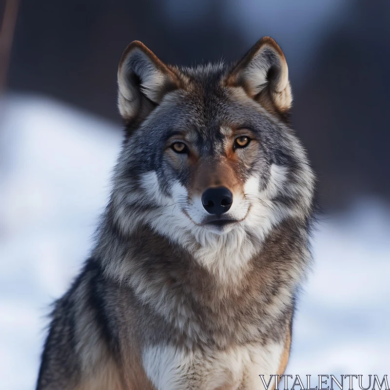 Close-Up of a Wild Wolf AI Image