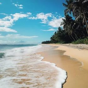 Coastal Paradise: Waves and Palm Trees