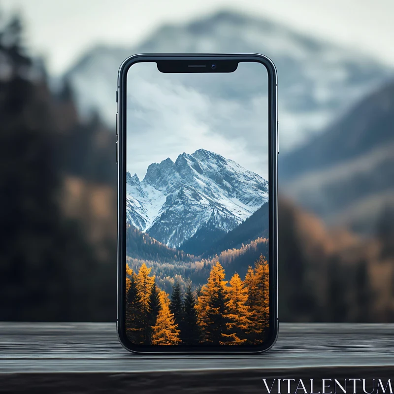 Smartphone Mountain Landscape AI Image