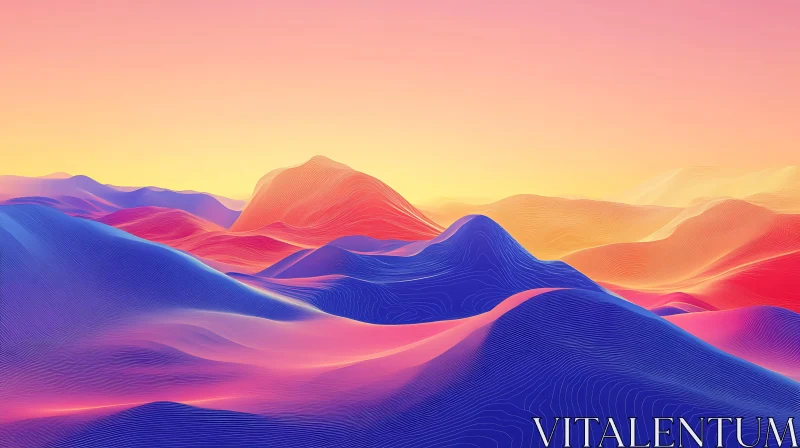 Colorful Abstract Mountain Range Artwork AI Image