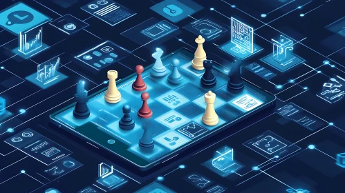Isometric Chessboard with Tech Icons