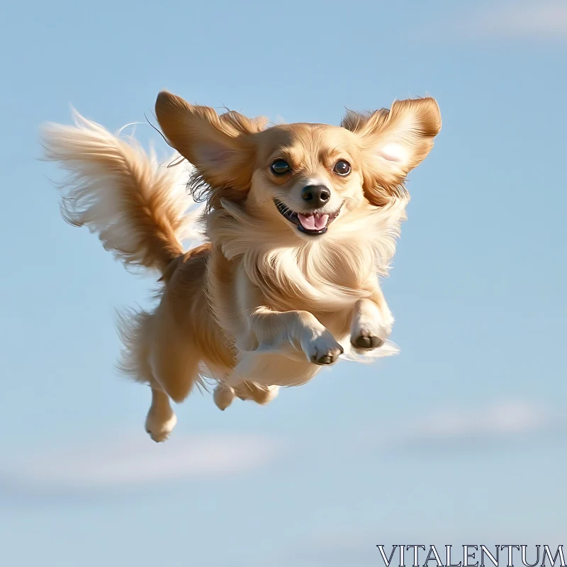 AI ART Happy Dog Jumping in Air