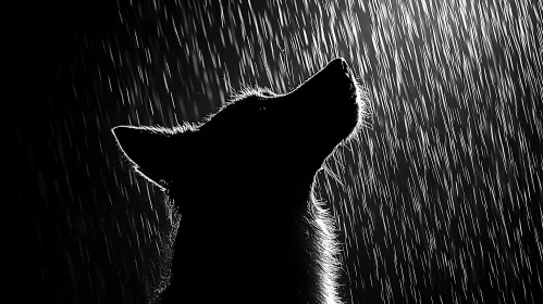 Silhouette of Dog in Rainfall