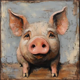 Rustic Pig Painting on Canvas