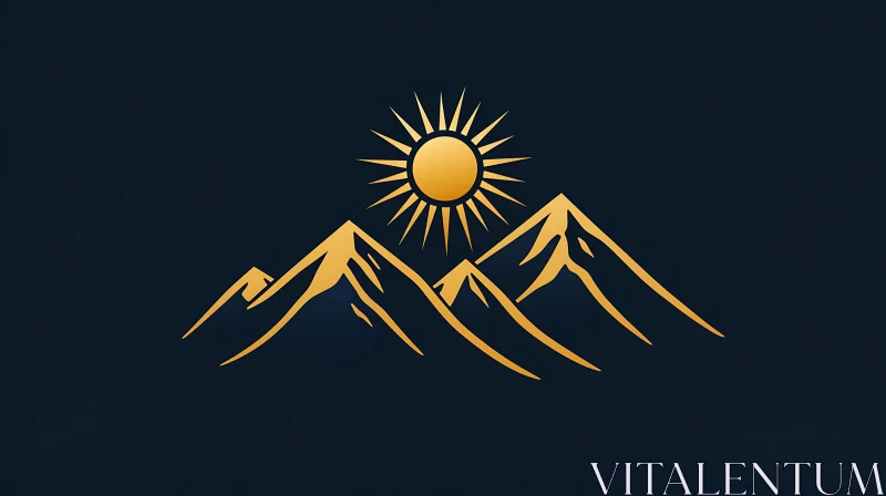 Mountain Peaks and Sun Art AI Image