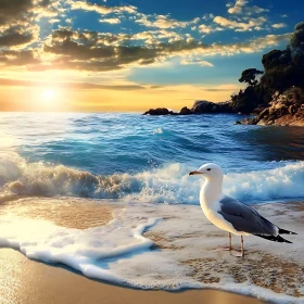 Coastal Bird on Sandy Shore Image