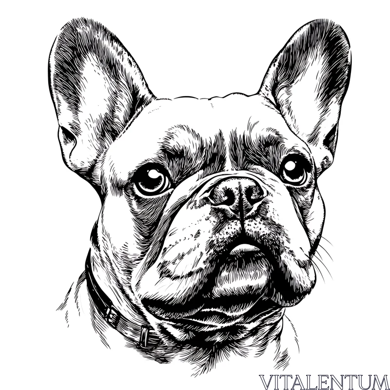 French Bulldog Portrait in Black and White AI Image