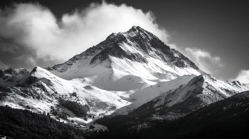 Snowy Peaks in Black and White