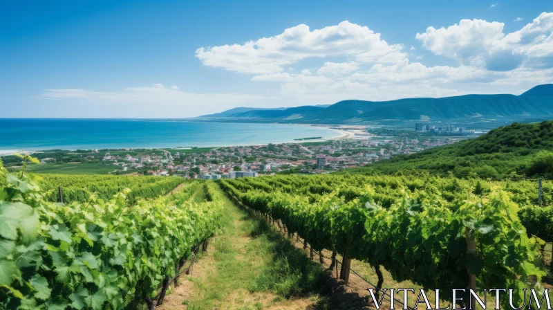 Seaside Vineyards: A Grandiose Cityscape View in the Balkans AI Image