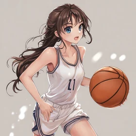 Energetic Anime Basketball Girl