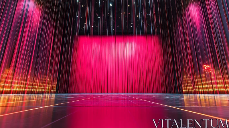 AI ART Pink Stage Curtain Backdrop