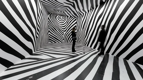 Monochrome Stripes Optical Art Installation