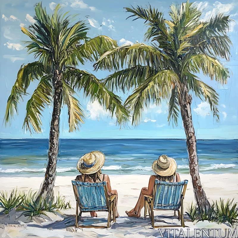AI ART Seaside Serenity with Palm Trees