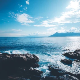 Coastal Serenity: Ocean Waves and Rocks