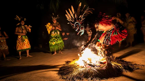 Cultural Fire Dance at Night