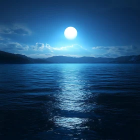 Tranquil Sea Under Moonlight