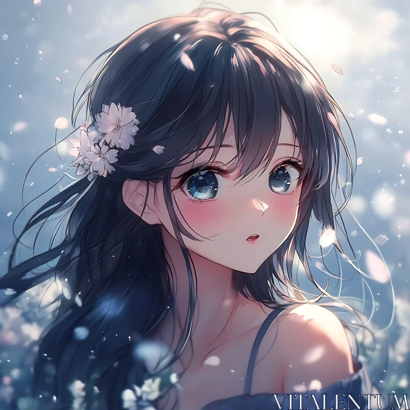 AI ART Dreamy Anime Portrait of Girl with Blue Eyes