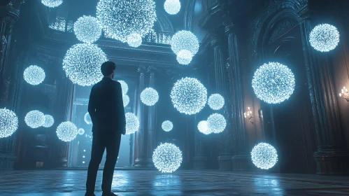 Glowing Spheres in Architectural Space