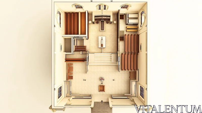 Aerial Layout of Church Interior AI Image