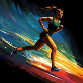 Energetic Runner Against a Colorful Swirl