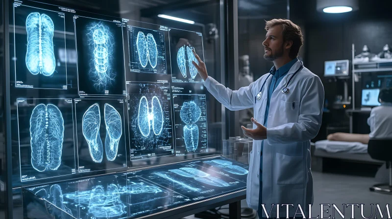 AI ART Medical Professional Examining Brain Imagery