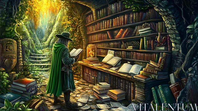 AI ART Secret Library of the Green Cloak