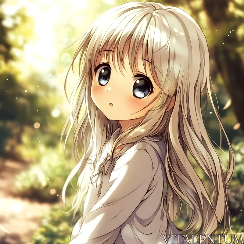 AI ART Anime Girl Amidst Sunlit Trees