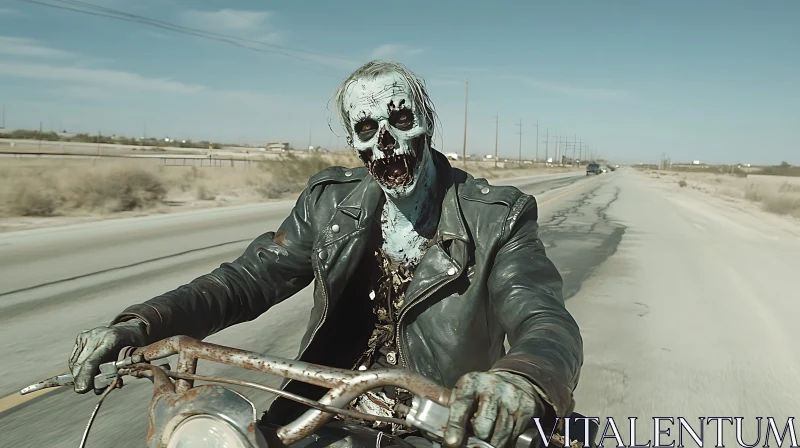 Undead Biker on the Highway AI Image