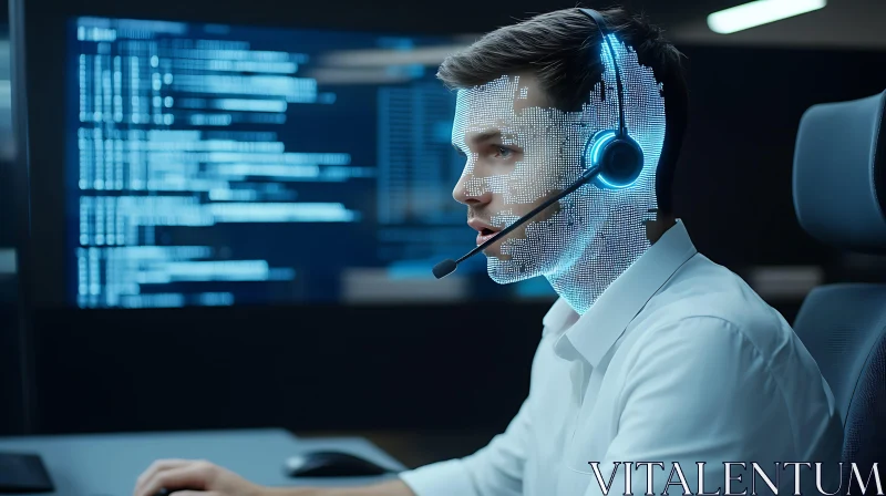 Digital Interface Man with Headset AI Image