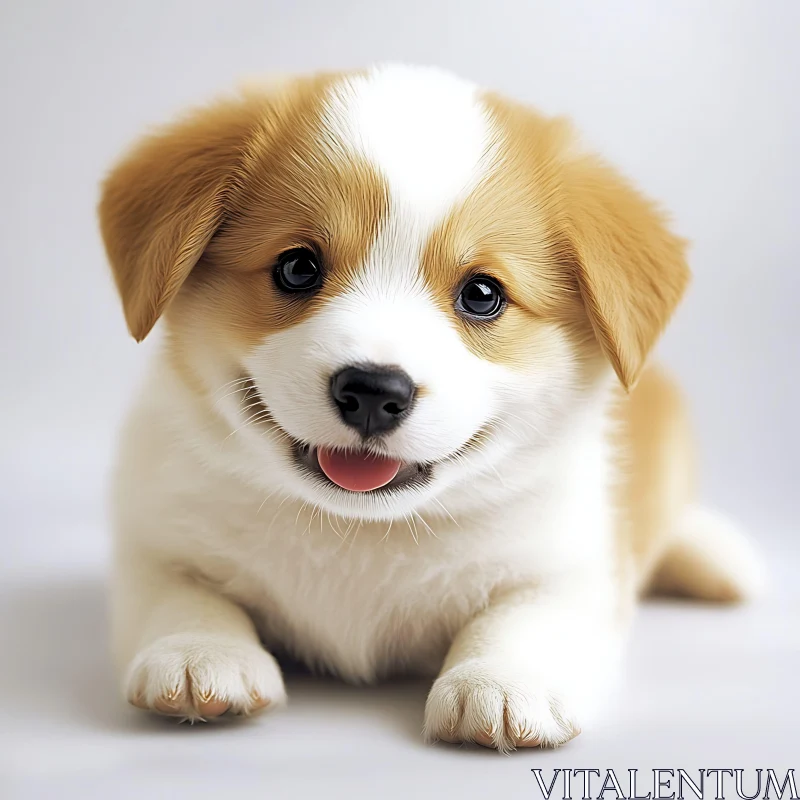 Cute Young Corgi Puppy Smiling AI Image