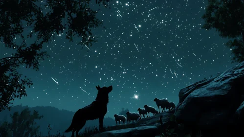 Night Watch: Wolf and Sheep Under Stars