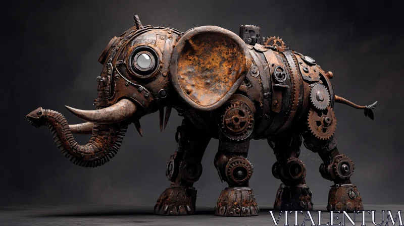 AI ART Industrial Steampunk Elephant Robot