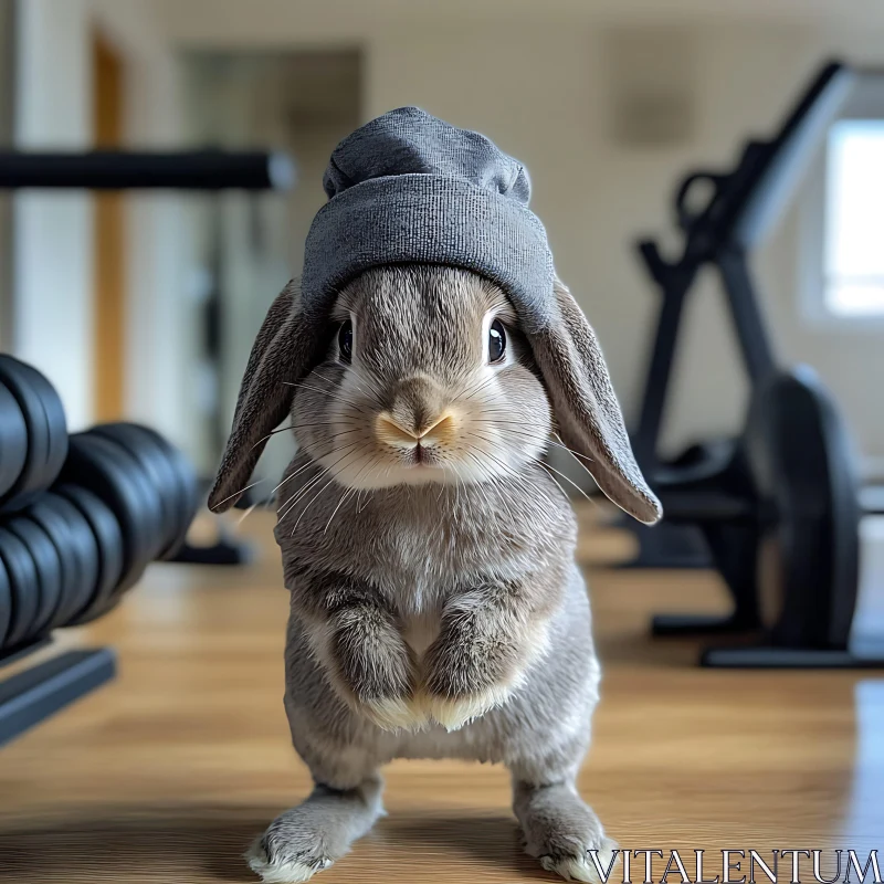 Whimsical Bunny in Gym Attire AI Image