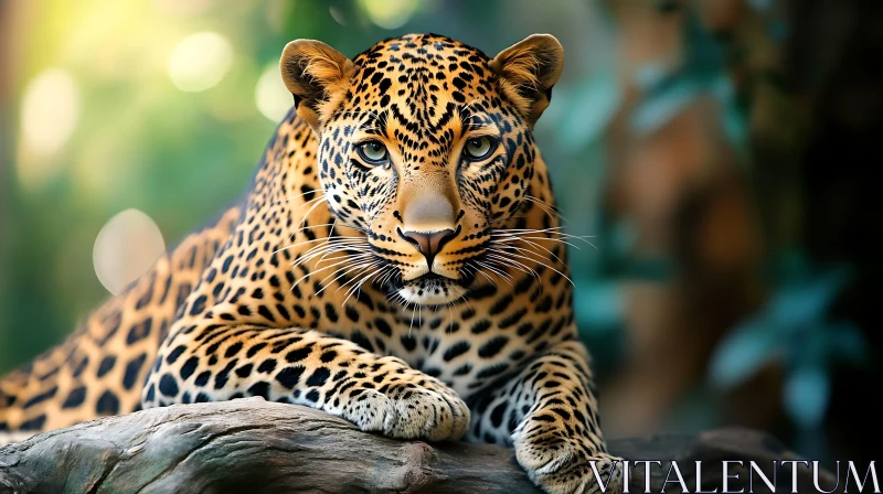 Leopard on Log, Wildlife Close-Up AI Image