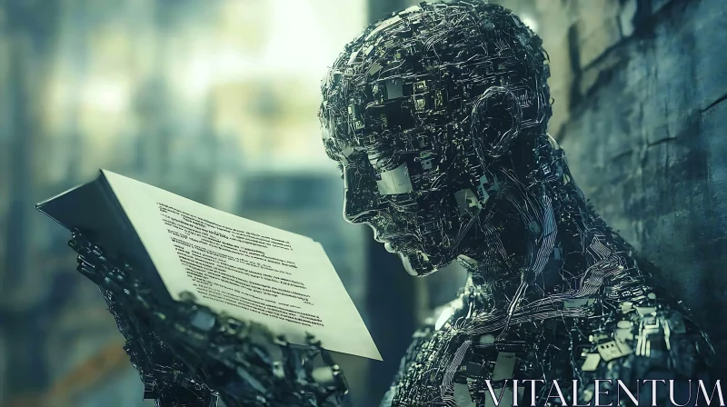 AI ART Robot Reading a Book