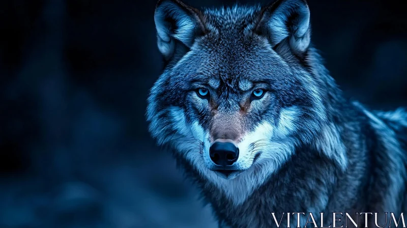 Wolf Portrait with Intense Gaze AI Image